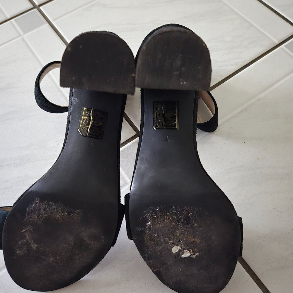 Jeffrey Campbell Lindsay Black Suede Heeled Sandals 7 - Picture 6 of 7